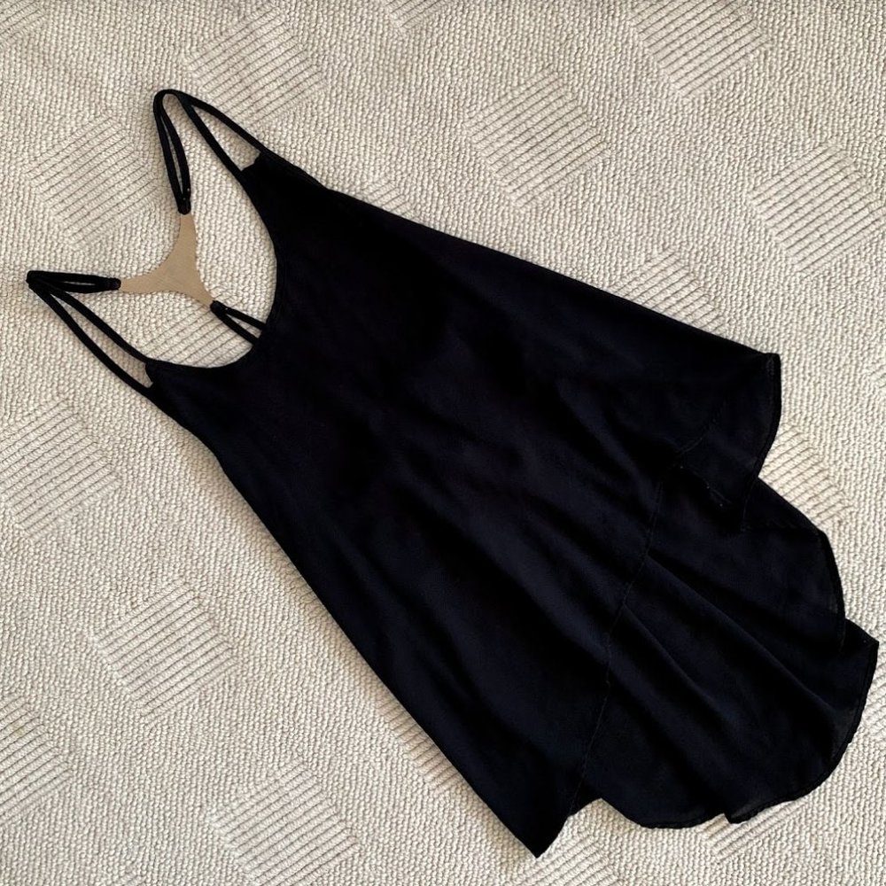Black Tank Top Strappy Camisole with Gold Detail Back S